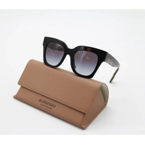 NWT $281 BURBERRY Black/Check Sunglasses - Picture 2 of 7